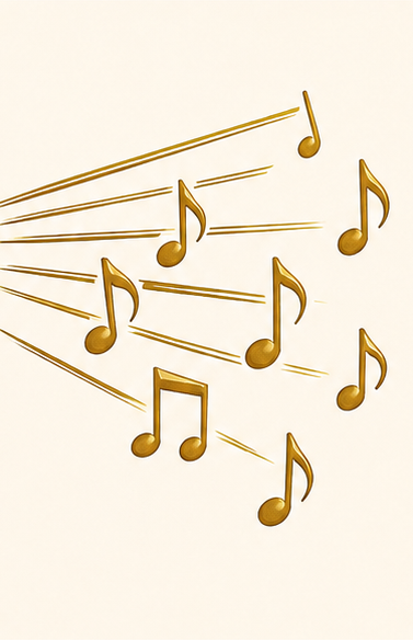 Musical notes radiating outward